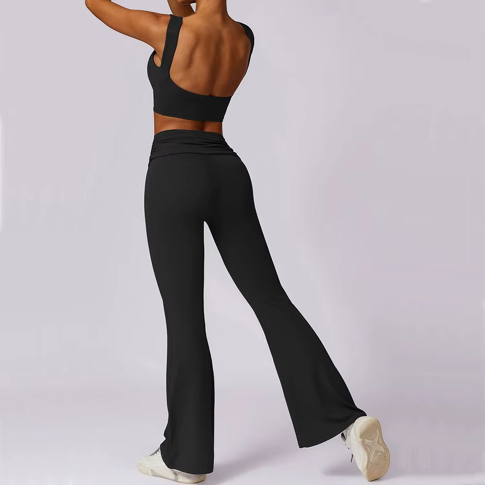 Yoga Clothing Sets Athletic Wear Women High Waist Leggings and Top Two Piece Set Gym Tracksuit Push up Fitness Workout Outfits