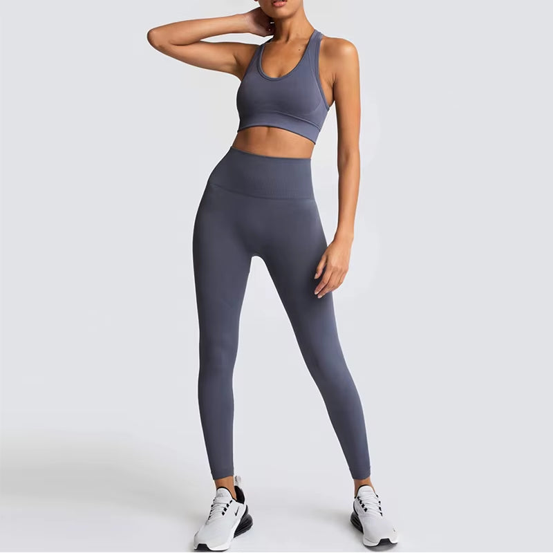 2021 Hot Women'S Seamless Yoga Suit Sportswear Fitness Suit Sports Bra Leggings 2 Piece Sets Gym Clothes Costume for Yoga Female