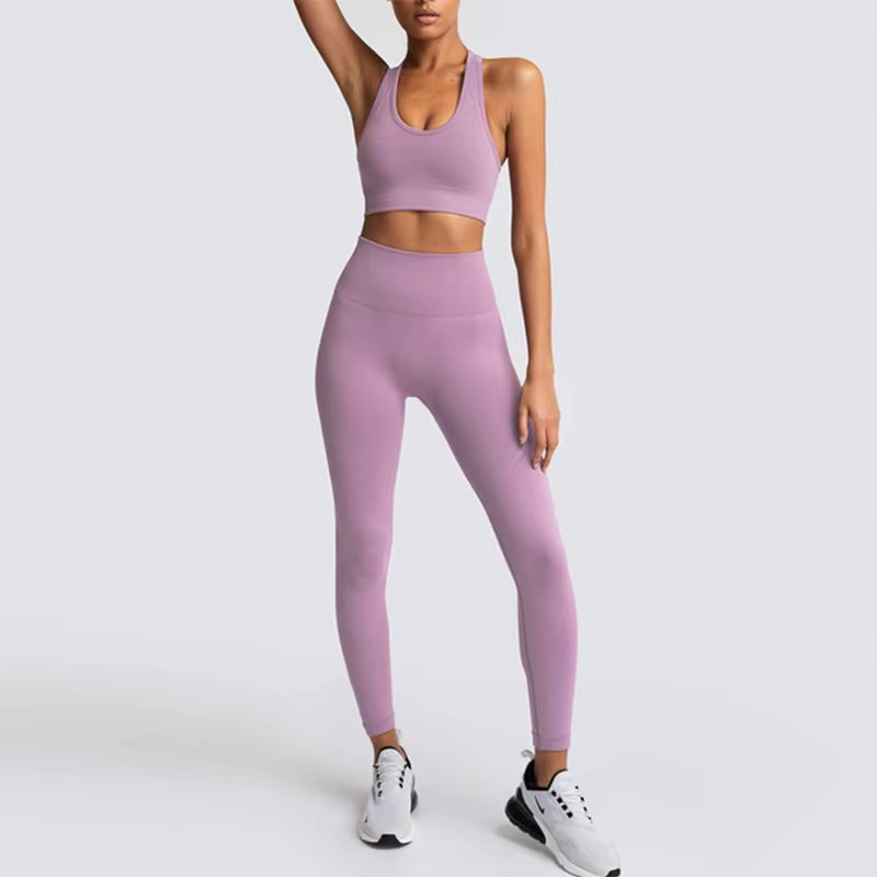2021 Hot Women'S Seamless Yoga Suit Sportswear Fitness Suit Sports Bra Leggings 2 Piece Sets Gym Clothes Costume for Yoga Female