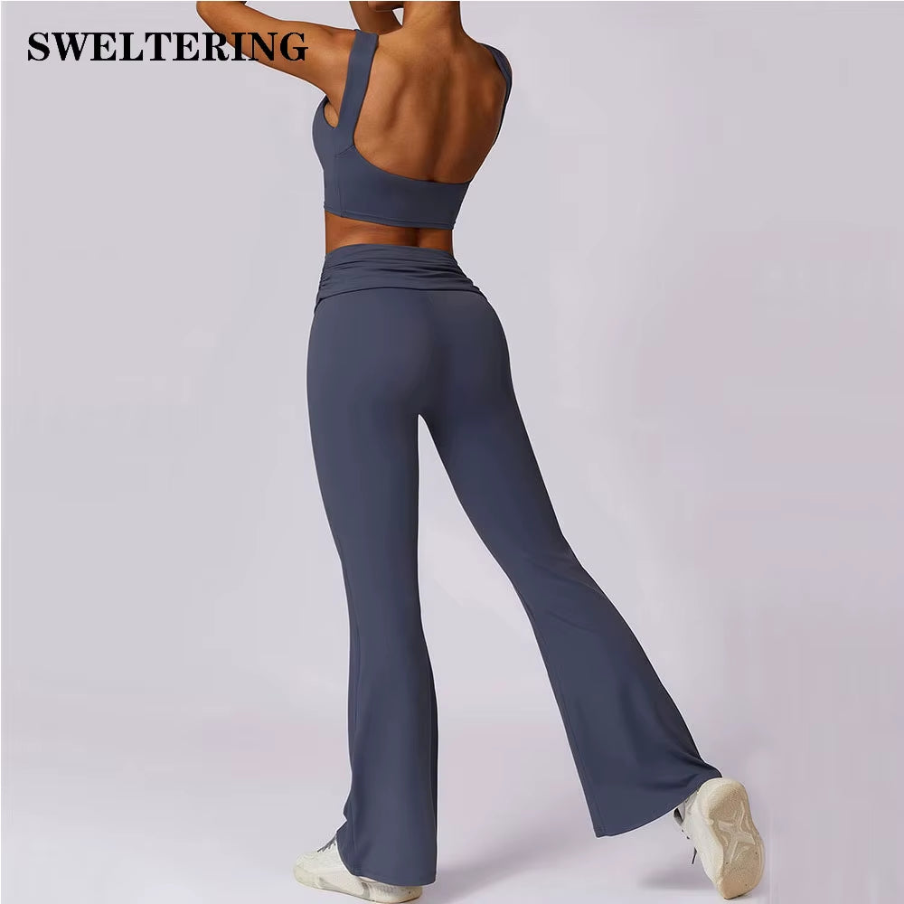 Yoga Clothing Sets Athletic Wear Women High Waist Leggings and Top Two Piece Set Gym Tracksuit Push up Fitness Workout Outfits