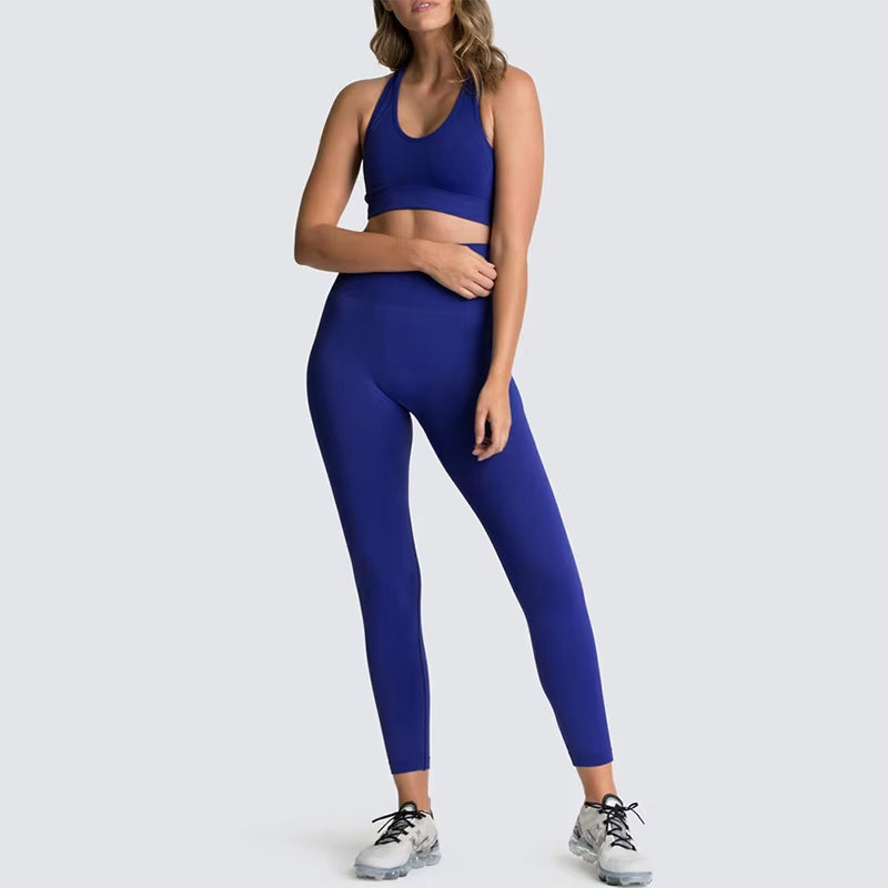 2021 Hot Women'S Seamless Yoga Suit Sportswear Fitness Suit Sports Bra Leggings 2 Piece Sets Gym Clothes Costume for Yoga Female